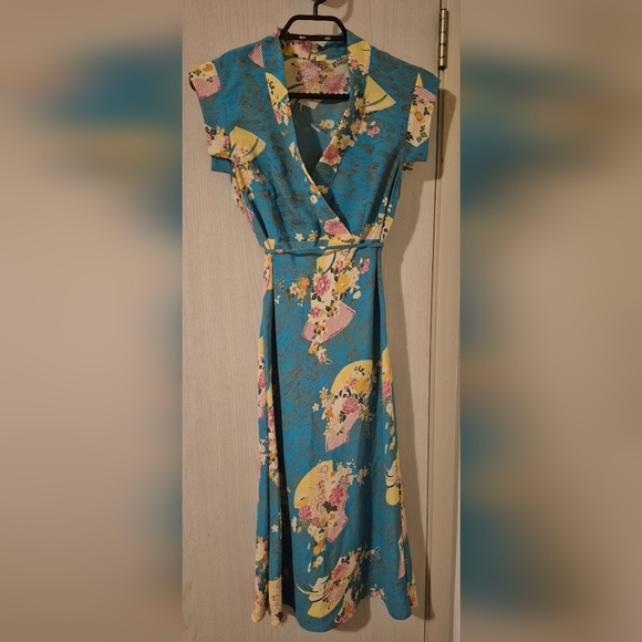 Melissa Dresses & Skirts - Melissa M Floral Faux-Wrap Midi Dress — Teal Multi (S)